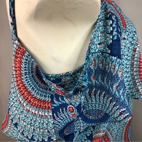 Abbeline Women’s Top Cold Shoulder spaghetti Straps Ruffle Paisley - Picture 7 of 9